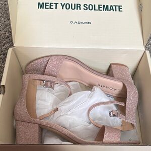Adams Pink Glitter Block Heel Sandals
